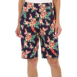 Counterparts Womens 11 In. Floral Criss-Cross Hem Shorts