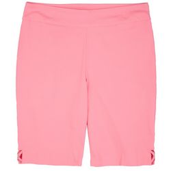 Coral Bay Womens 12 in. Solid Pull On Criss-Cross Hem Shorts
