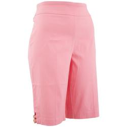 Womens 12 in. Solid Ring Pull-On Skimmer Shorts