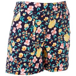 Counterparts Womens Pull On Navy Bouquet Stretch Shorts