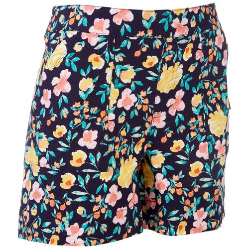 Counterparts Womens Pull On Navy Bouquet Stretch Shorts