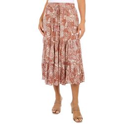 Bunulu Womens Floral Tiered High Low Midi Skirt