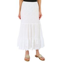 Womens Lace Eyelet Tiered Skirt