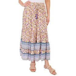 Bunulu Womens Floral Tiered Long Maxi Skirt