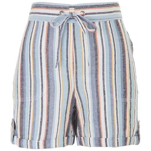 Per Se Womens Paperbag Stripe Printed Shorts