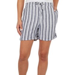 Per Se Womens Roll Cuffed Stripe Print Shorts