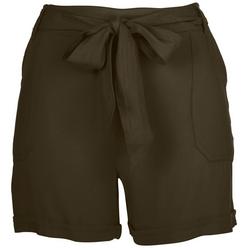 Womens 4 in. Tie Front Pull On Pocket Shorts
