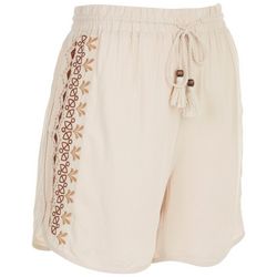 Sound Style Womens 5 in. Embroidered Drawstring Shorts