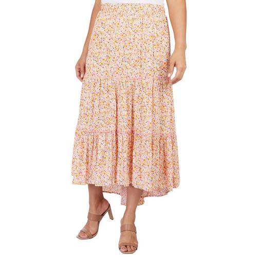 Democracy Womens Floral Print High Low Maxi Skirt