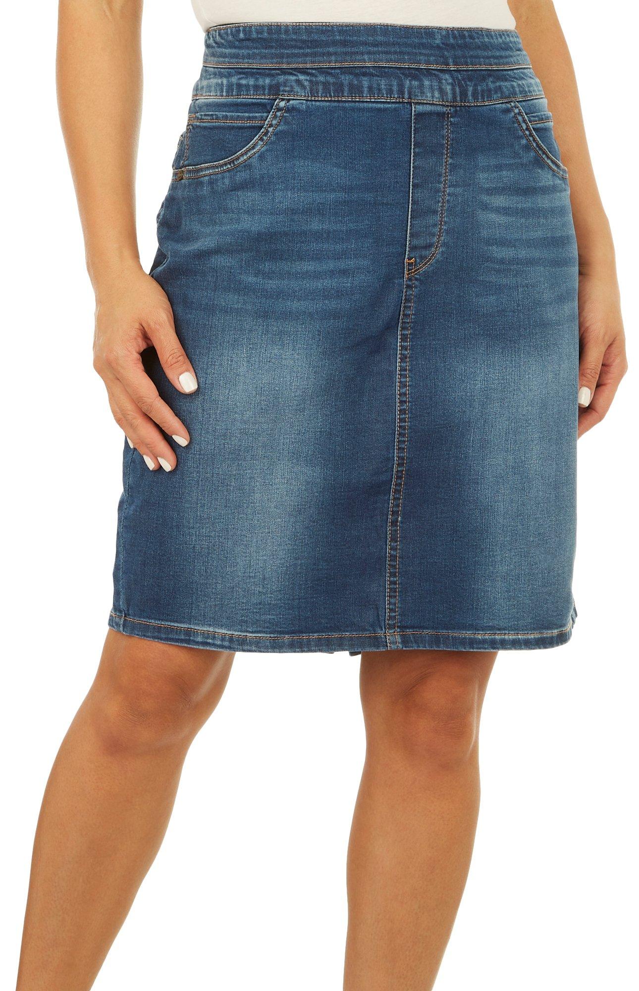 Democracy Womens 21 in. Ab Solution Denim Skirt