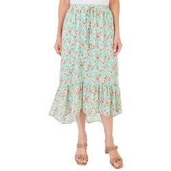 Liv Los Angeles Womens Floral Tiered High Low Midi Skirt