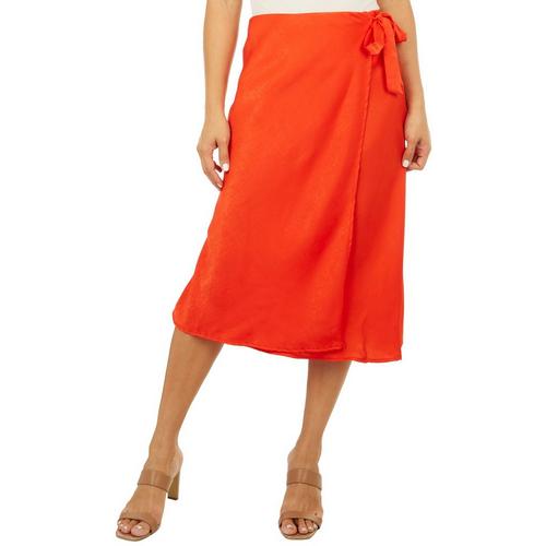 Liv Los Angeles Womens Solid Wrap Front Midi
