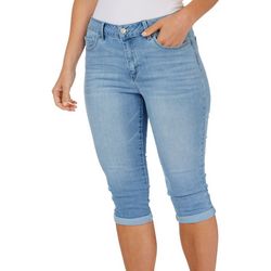D. Jeans Womens Roll Cuff Faded Denim Capris