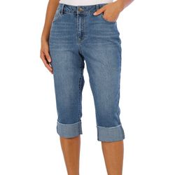 D. Jeans Womens 18 in. Wide Leg Roll Cuff Capris