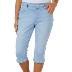 D. Jeans Womens High Waisted Recycled  Two-Button Capris