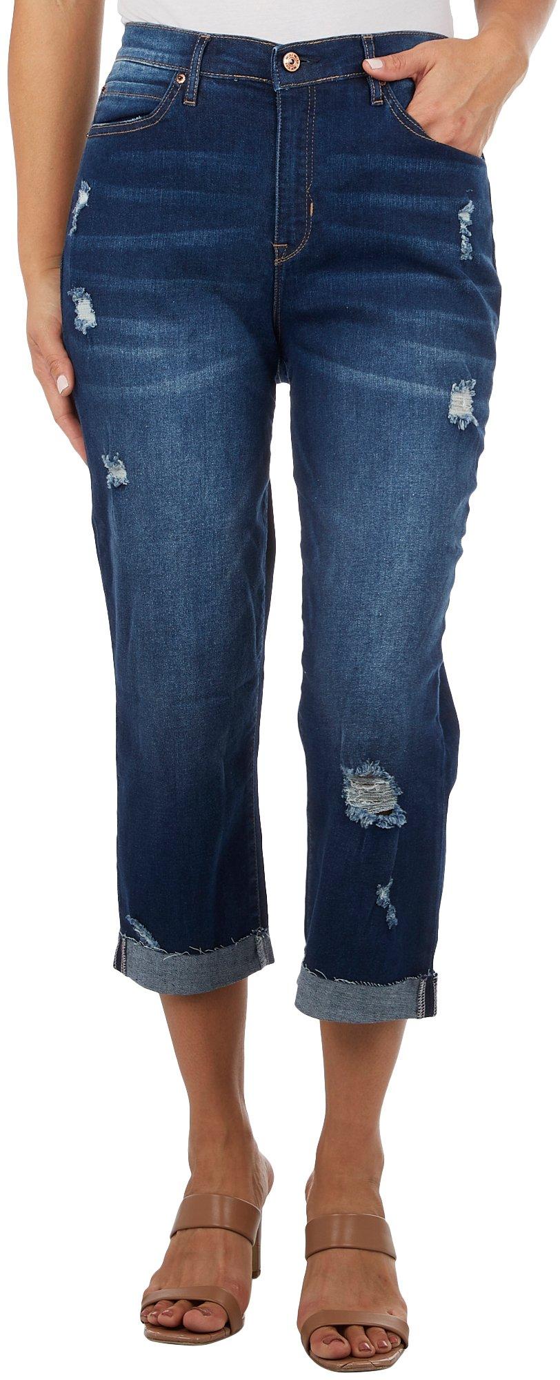 Womens 21in SOHO Roll Cuff High Rise Slim Striaght Jean