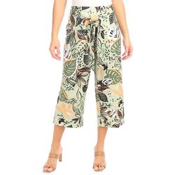 Womens Floral Linen Shin Length Pants