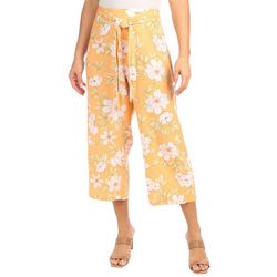 Blue Sol Womens Floral Linen Shin Length Pants