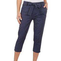 Fit Sight Womens 21 In. Solid Tie Front Capris