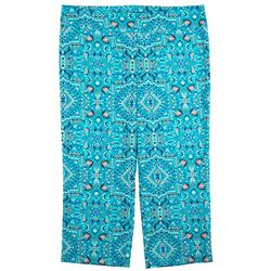 Counterparts Womens Abstract Floral Pull-On 21 in. Capris