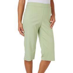 Counterparts Womens 17 in. Solid Pull-On Side Split Capri