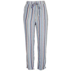 Per Se Womens Striped Linen Roll Cuff Pants