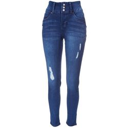 Royalty Womens Triple Button Closure Skinny Jeans