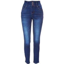 Royalty Womens Triple Button Closure Skinny Jeans