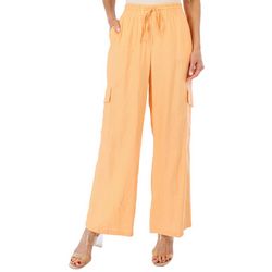 Blue Sol Womens Front Tie Solid Wide Leg Pant