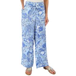 Womens Wide Leg Pull On Floral Print Pants