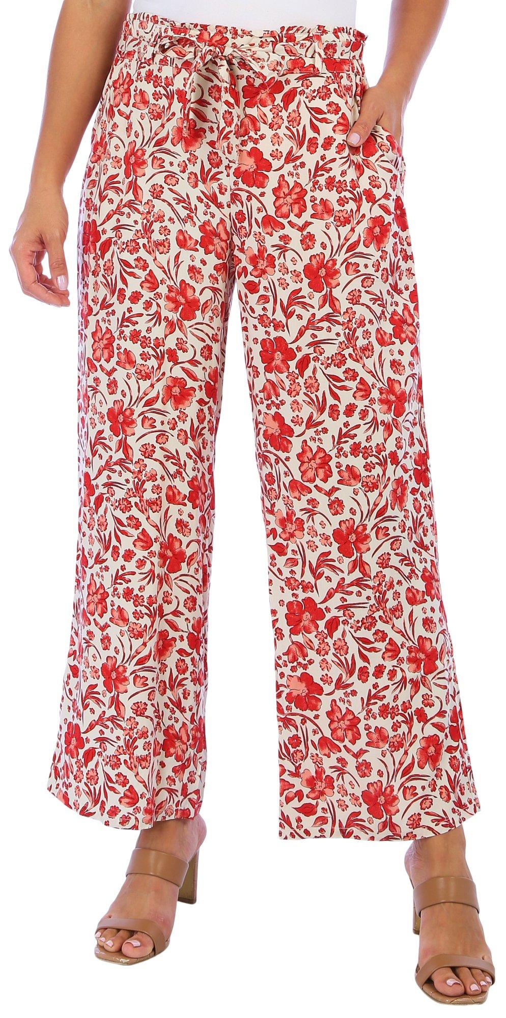 Bunulu Womens Floral Wide Leg Pull On Print Pant