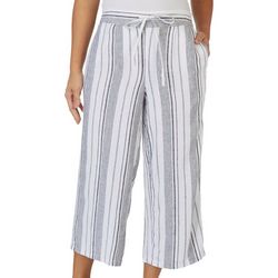 Per Se Womens Thin Stripes  Linen Pants