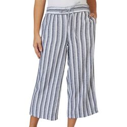 Per Se Womens Striped Linen Pants