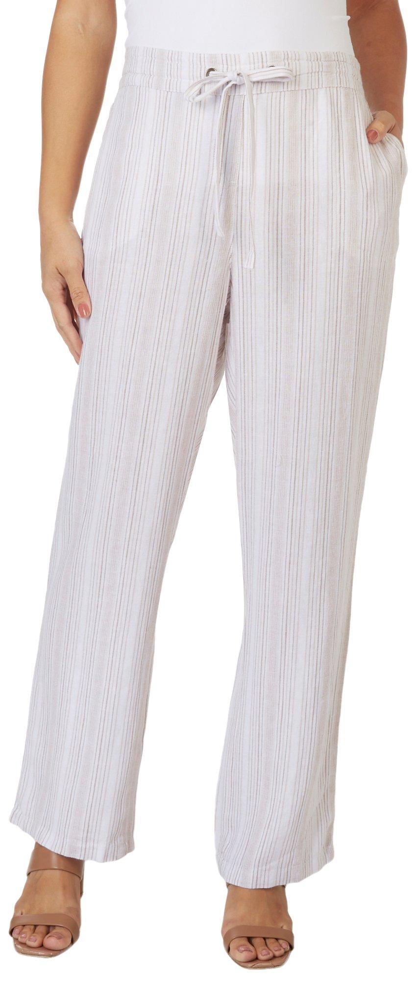Womens Striped Linen Pants