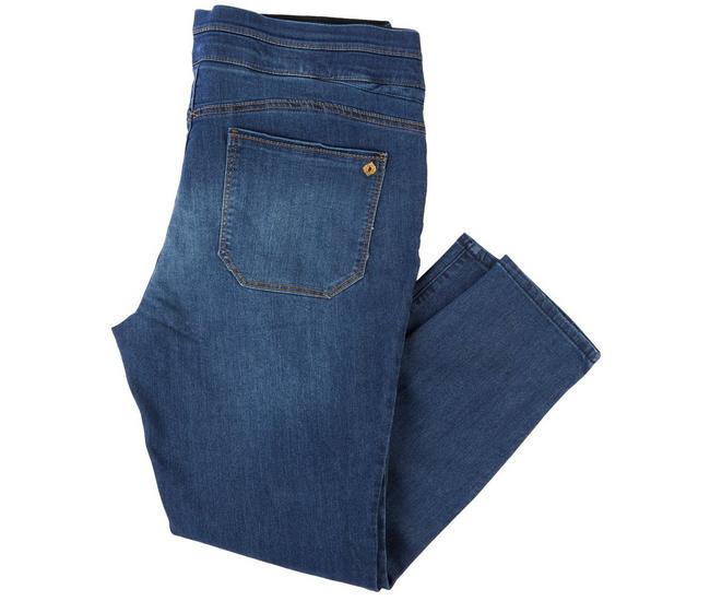Koral Women's Flare Capri Cropped Fit Slim Denim Blue Jeans Size