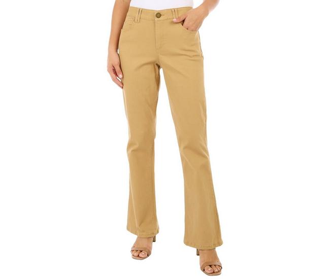 Womens Solid Tie Belt Flared Pants