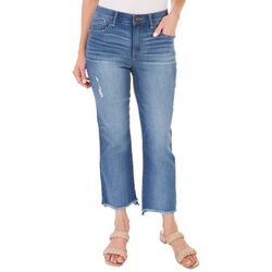 Womens 26.5 in. Step Hem Frayed Jeans