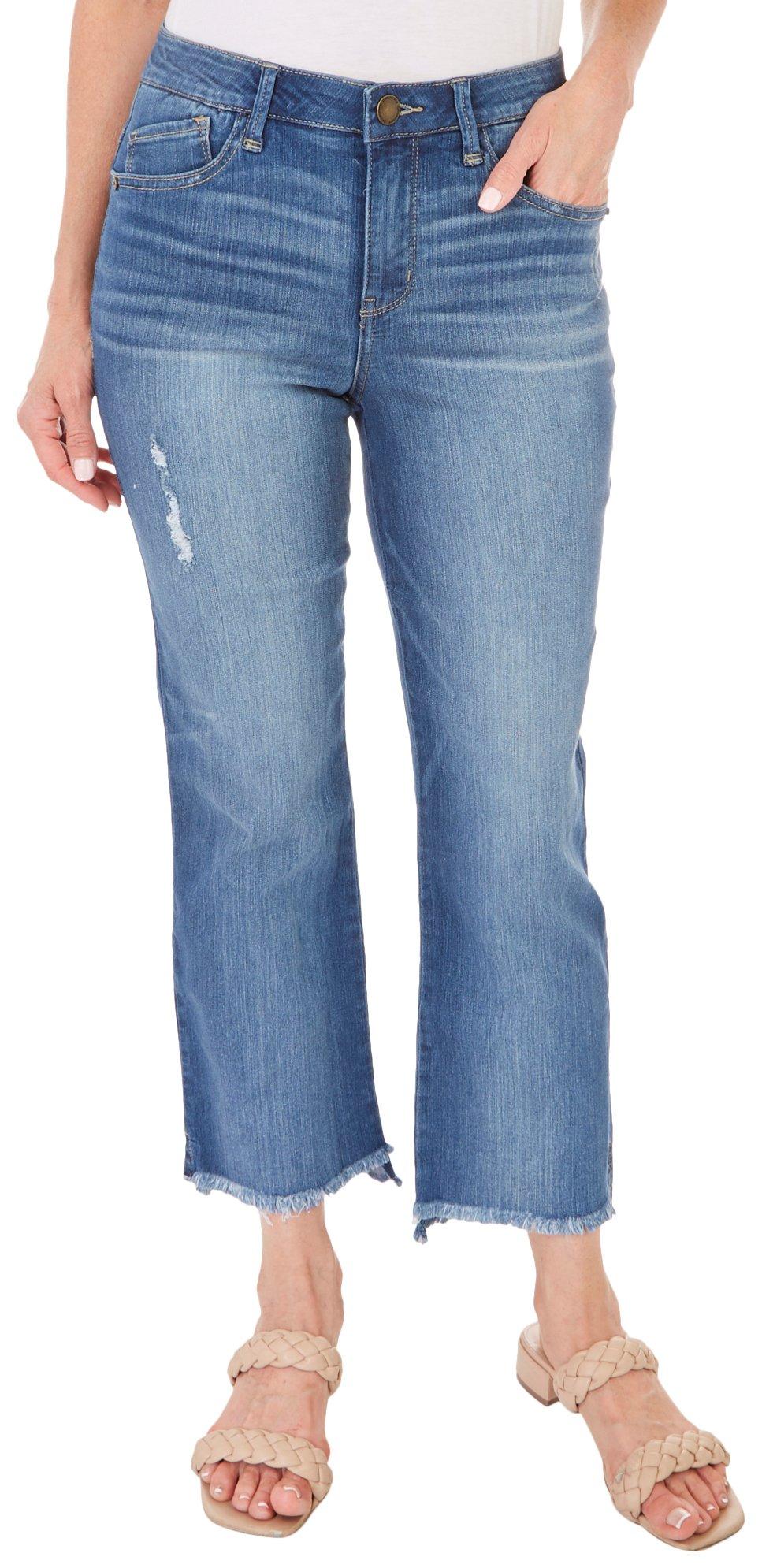 Womens 26.5 in. Step Hem Frayed Jeans