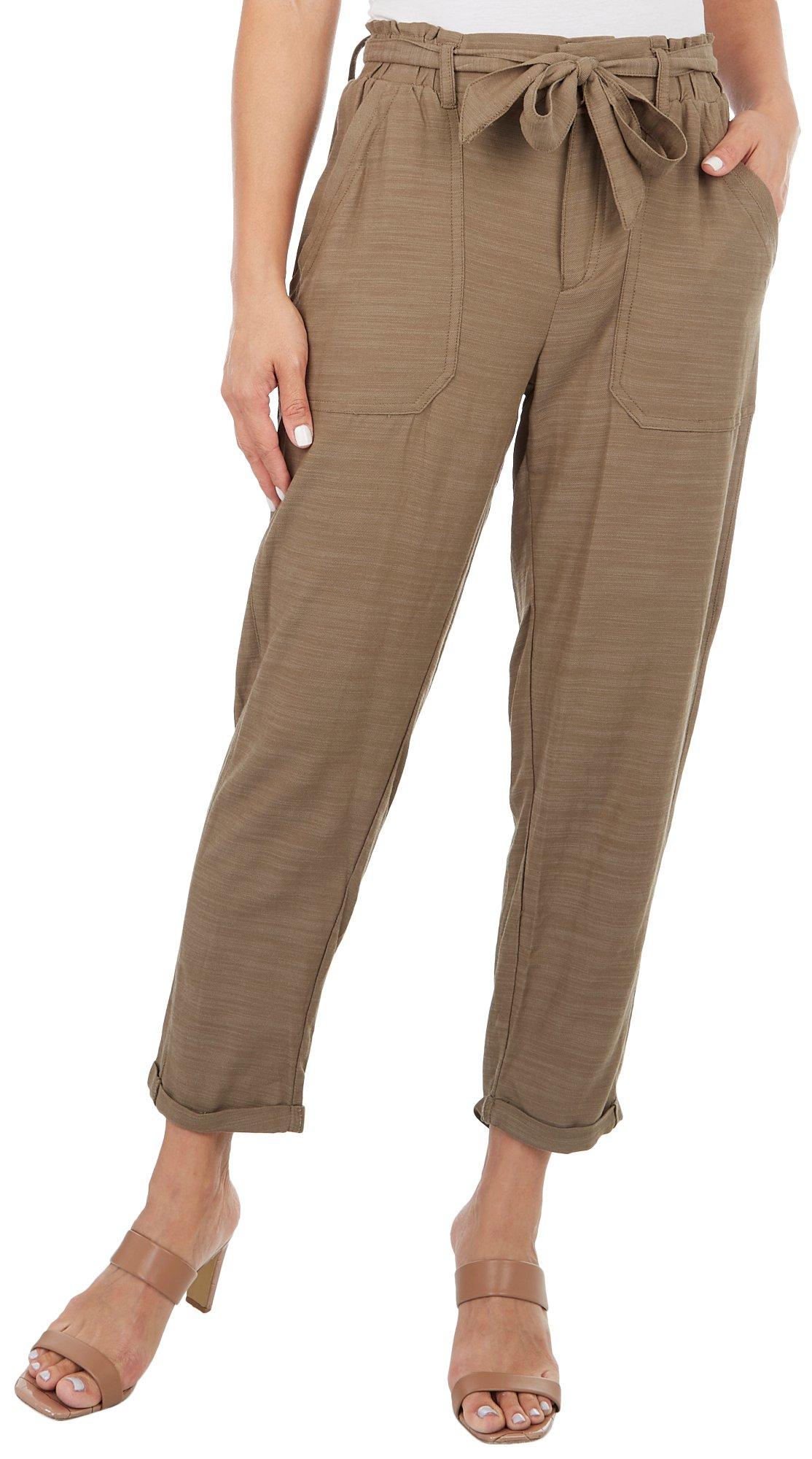 Womens 26 in. Solid Cuffed Cropped Pants