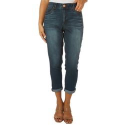 Democracy Womens 24 in. Whiskered Ab-Tech Roll Cuffed Jeans