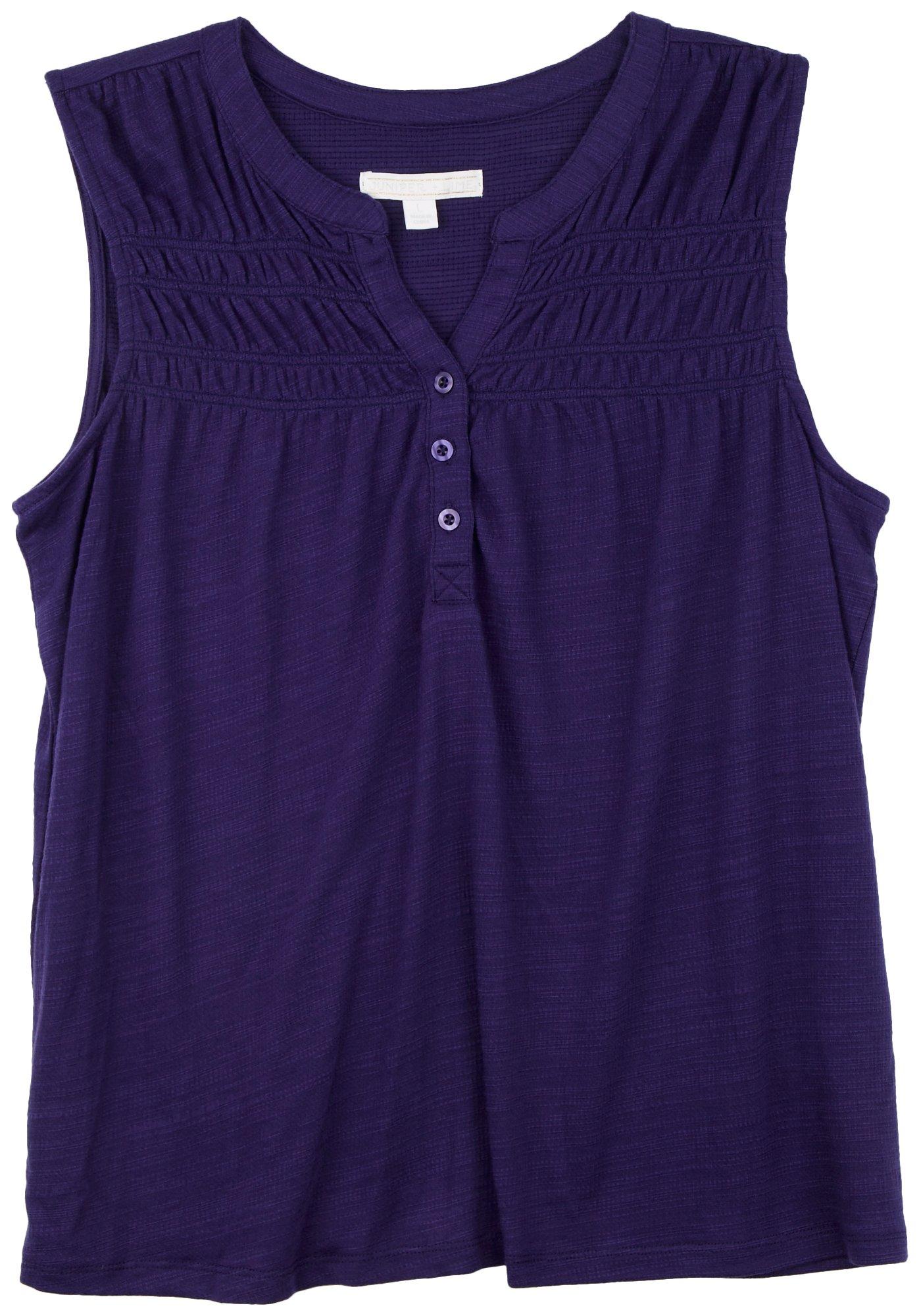 Womens Solid Textured Sleeveless Top
