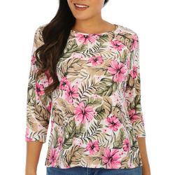 Womens Floral 3/4 Sleeve Top