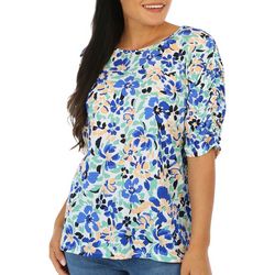 Juniper + Lime Womens Ruched Short Sleeve Top