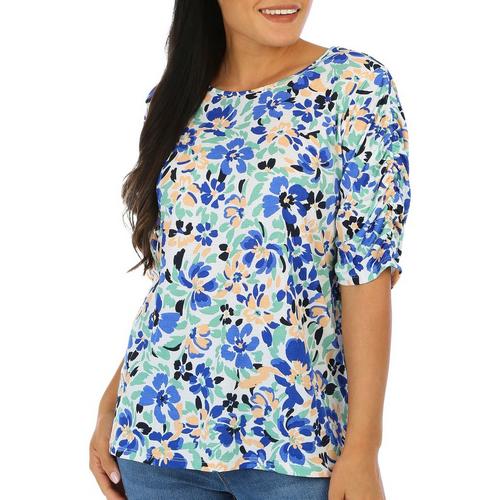 Juniper + Lime Womens Ruched Short Sleeve Top