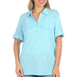 Coral Bay Womens Dolphin Roll Tab Short Sleeve Jersey Polo