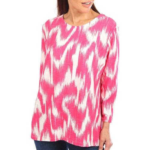 Juniper + Lime Womens Abstract Jacquard 3/4 Sleeve