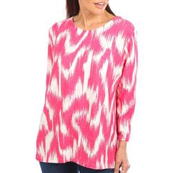 Womens Abstract Jacquard 3/4 Sleeve Top