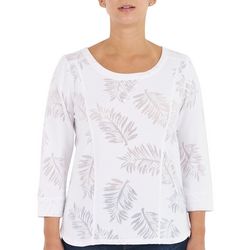 Hearts of Palm Womens Burnout 3/4 Sleeve Embellished Top