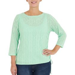 Hearts of Palm Womens Solid Round Neck 3/4 Sleeve Top