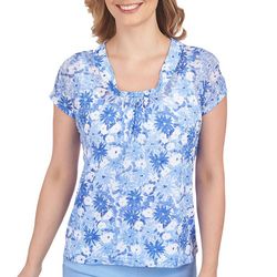 Hearts of Palm Womens Floral Burnout Square Neck Top